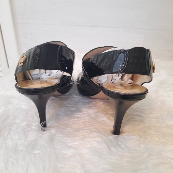 Michael Kors black patent leather slingback sandals sz 10M - Picture 5 of 9
